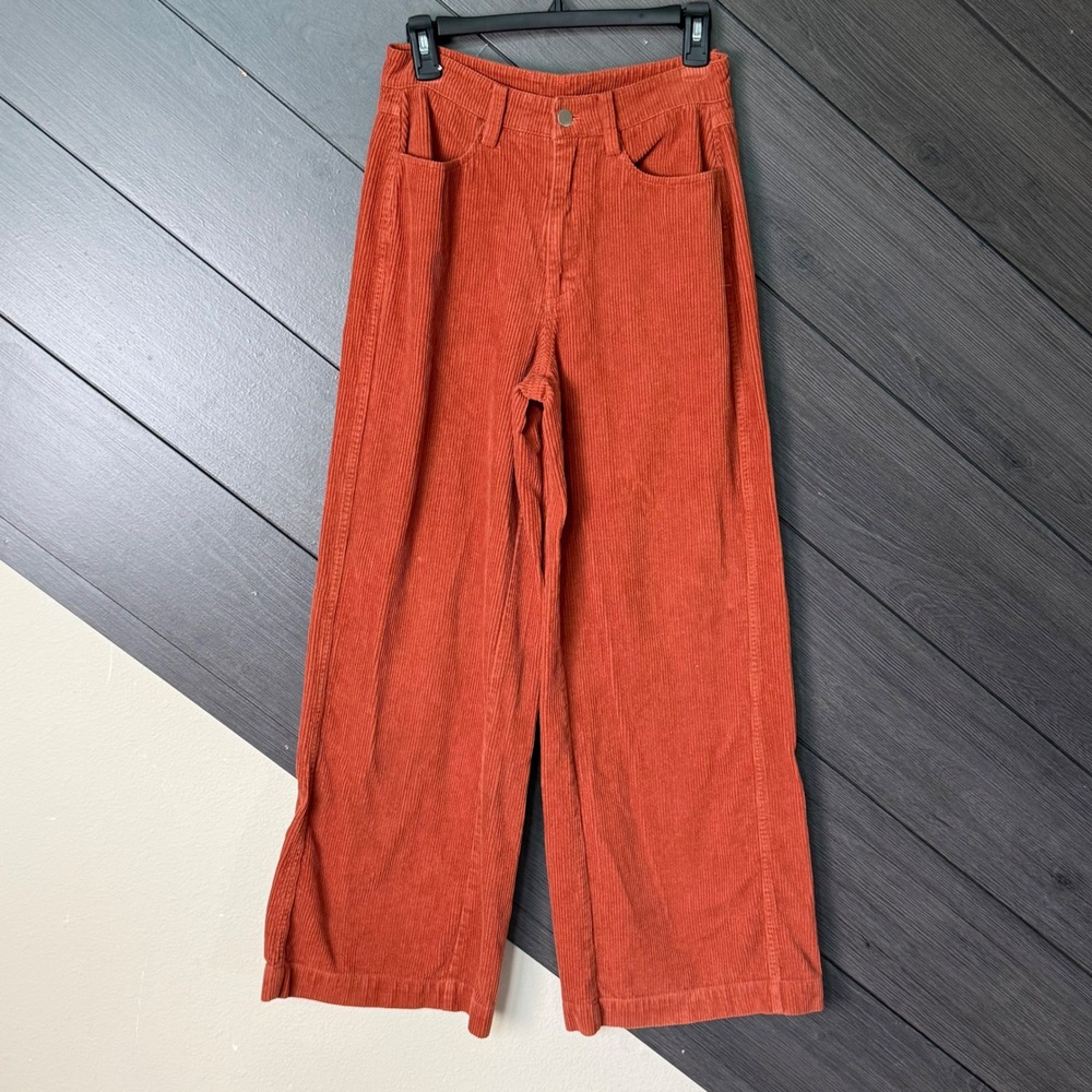 Altar'd State Women's Corduroy High  Rise Wide Leg Pants Rust Brown Medium Boho